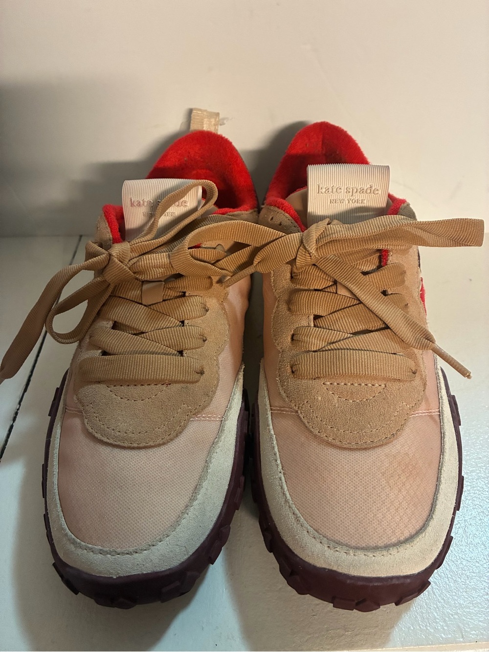 Kate Spade New York Women’s Size 8.5 Colorblock Chunky Sneakers Ribbon Laces